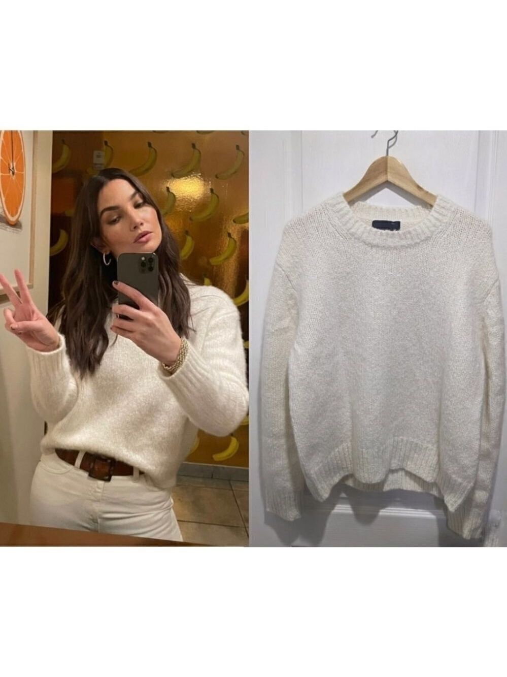 New Nili Lotan | Olympia Silk and Cashmere Sweater in Ivory